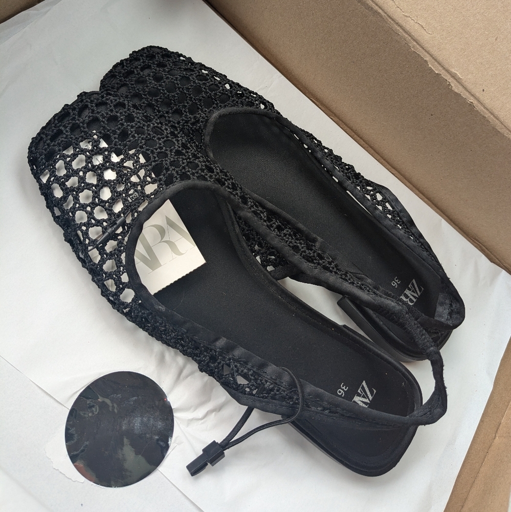 Zara woven flat slingbacks